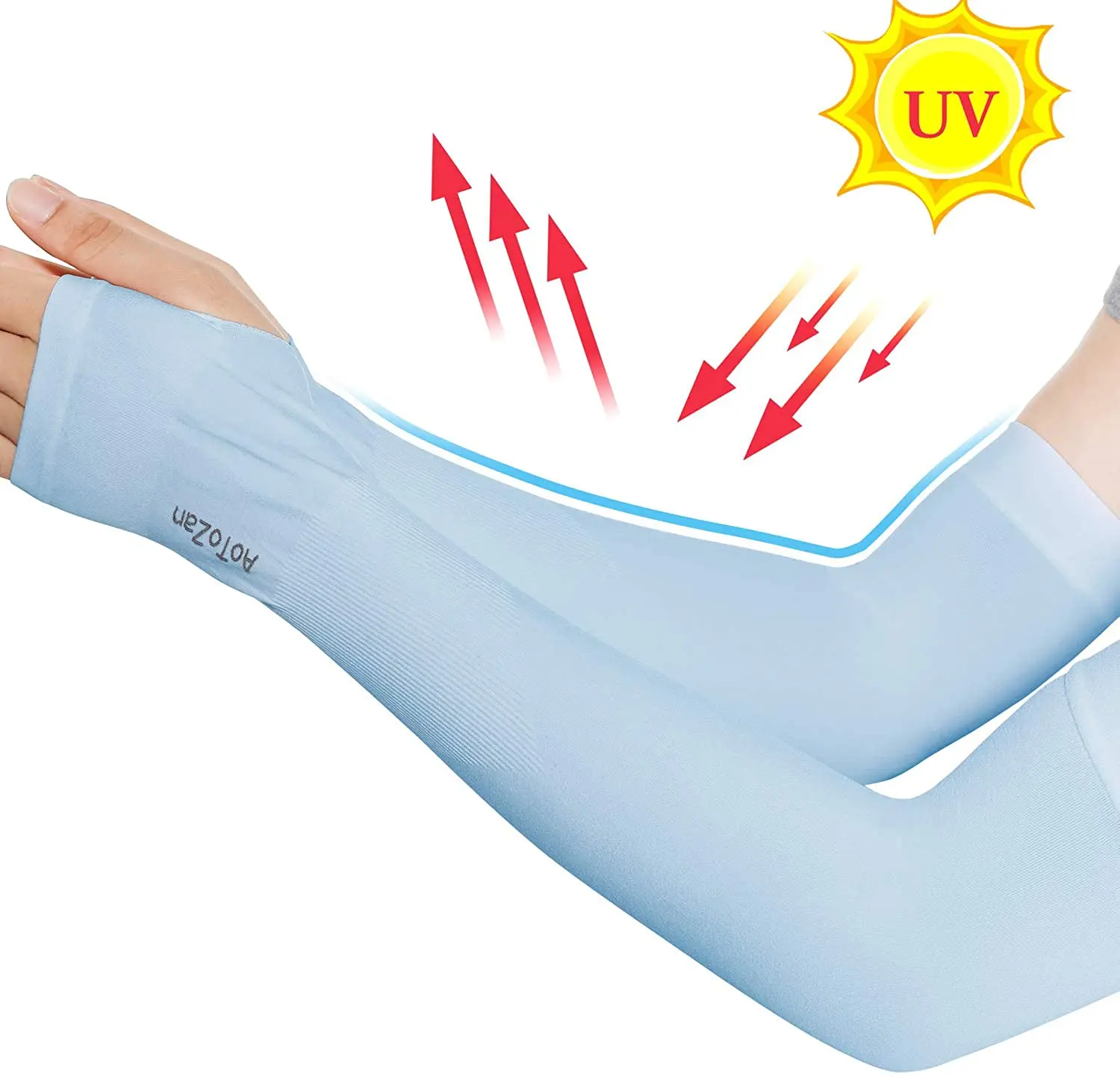 Unisex การบีบอัด Cooling UV ป้องกันดวงอาทิตย์แขนยาวแขน Anti-Slip อุ่นสำหรับกีฬากลางแจ้ง Sunblock Tattoo