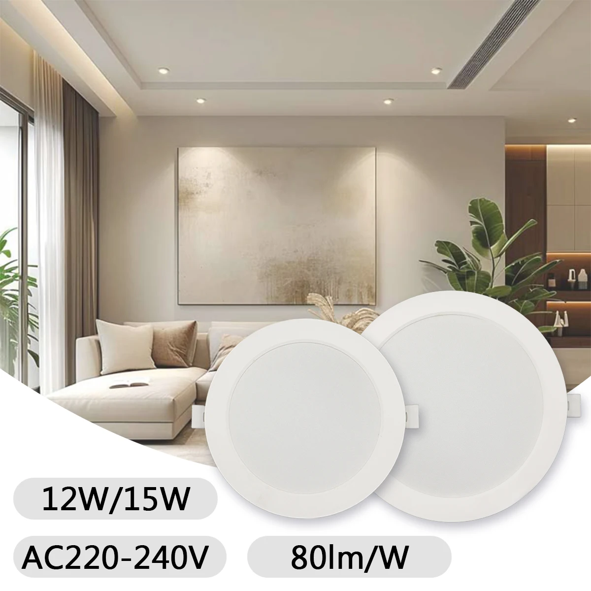 1PCS 220V 4&5 inch LED Downlights 12W/15W,3000K or 4000K,Super-Bright,Anti-Flicker,Premier Choice for Foyer Living Room Ceilings