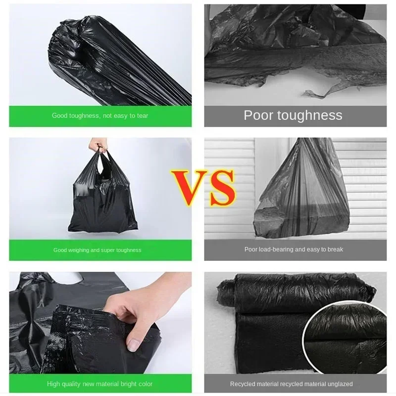 100PCS Black Vest Plastic Bag Gift Bag Retail Supermarket Grocery Shopping Bag Takeaway Packing Bag Kitchen Clean Garbage Bag