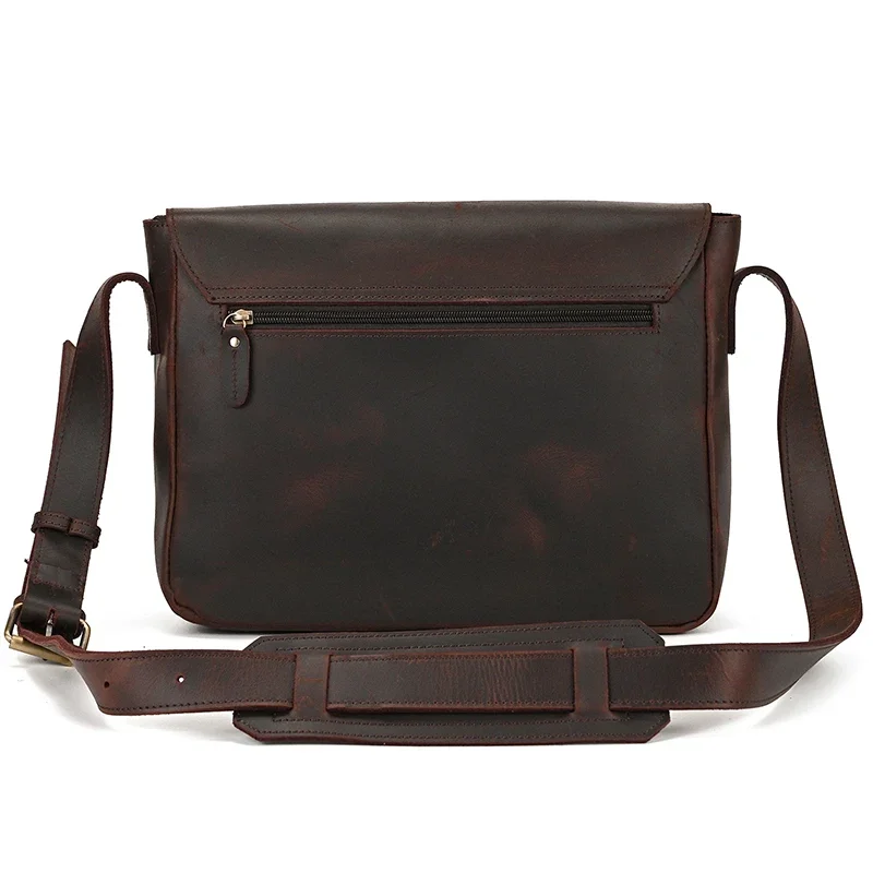 Brown Leather Laptop Messenger Bag for Men