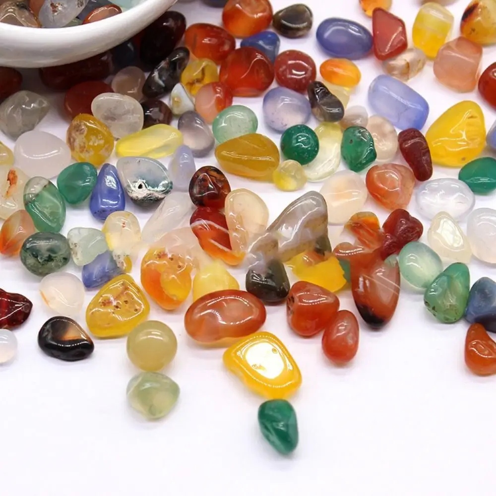 Reusable 100g Seven Colored Agate Natural Crystal Transparent Gravel Art Ornament Landscape Craft for Garden Decoration