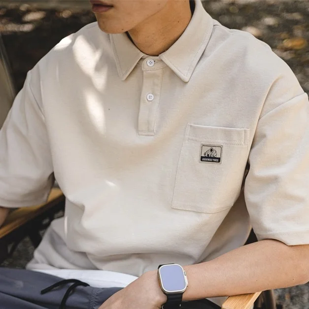 

Trendy brand American polo shirt short-sleeved T-shirt men's ins summer new high-end lapel casual loose T-shirt top y2k emo ins