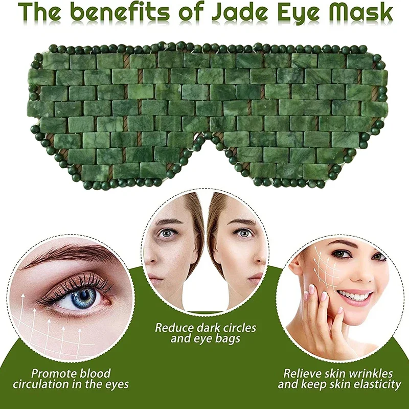 Facial Cooling Mask Jade Eye Mask Alleviate Puffiness Jade Stone Eye Cover Relieve Wrinkles Anti-Aging for Hot & Cold Therapy