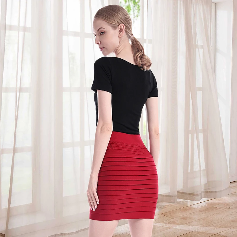 ShiFan Gonna Aderente A Vita Alta - Basic Elastica - Mini Lunghezza, Colori Vari