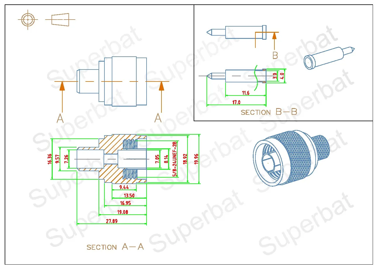 N Male Crimp RF Coaxial Connectors for Wifi Antenna