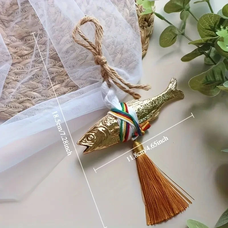 Korean Style Golden Cod Fish Pendant Gadus Halcogrammus Hanging Ornament Door Hanging Peace Luck Wealth Fish Wall Decoration
