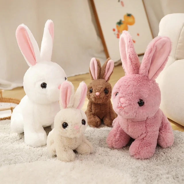 Little White Rabbit Plush Toy Doll Pillow Children Baby Soothing Hand Puppet Kawaii Room Decoration Fabric Comfortable Soft Gift 1