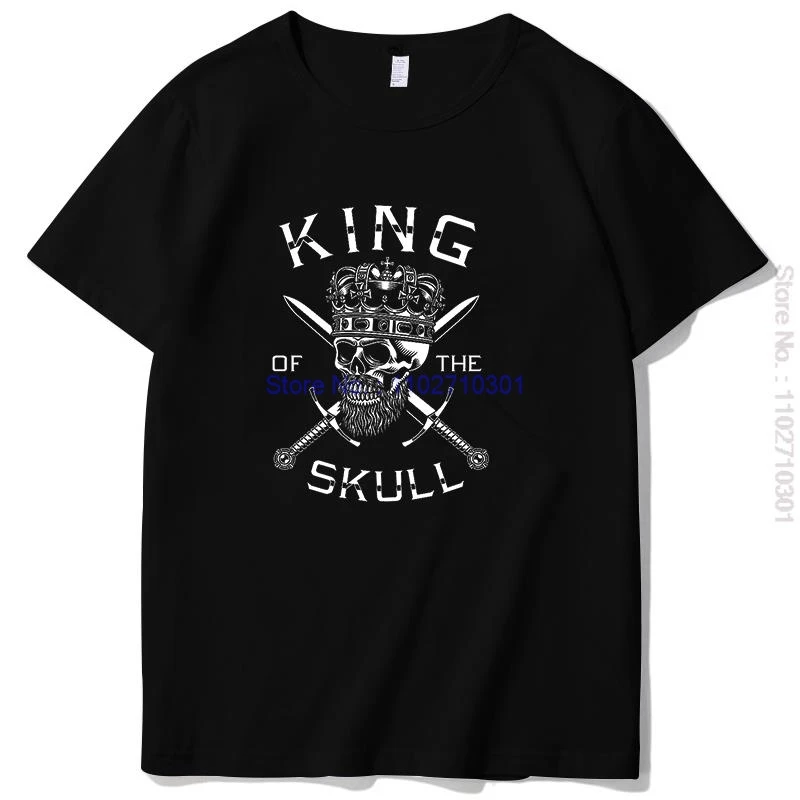 

Bearded Skull King With Crossed Swords Funny Graphic T Shirts Fashion New Shirts And T-Shirts Big Size Short Sleeve T Shirt