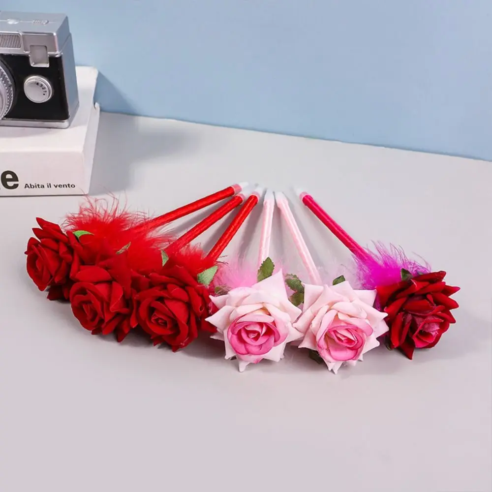 0.5mm Red Pink Rose Flower Ballpoint Pen Creative Teacher's Day Gift Office School Supplies Stationery Signature Pen