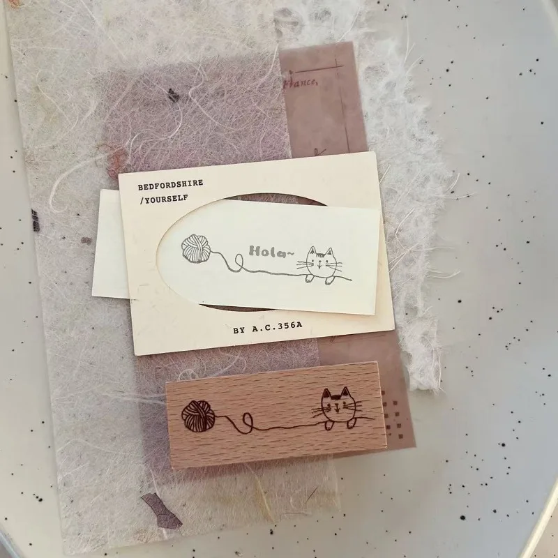 사랑스러운 손으로 만든 소녀 축구 고양이 나무 고무 스탬프 DIY 스크랩북 사진 앨범 카드 만들기 나무 도장