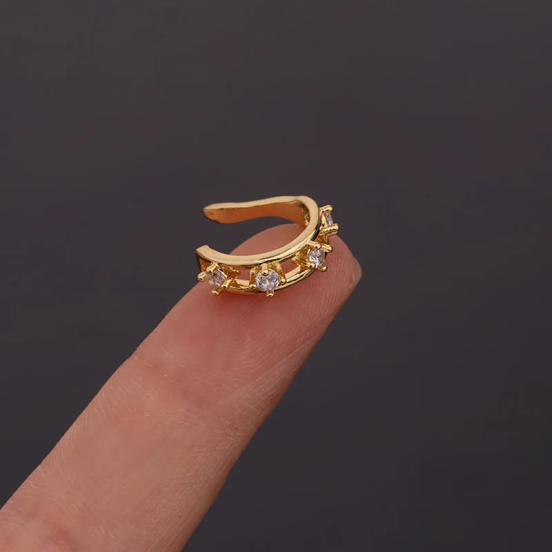 1Pcs Zircon Ear Cuff Earring No Piercing Ear Clip for Women Fashion Creative U-shaped Punch Free Earrings Body Jewelry Gift