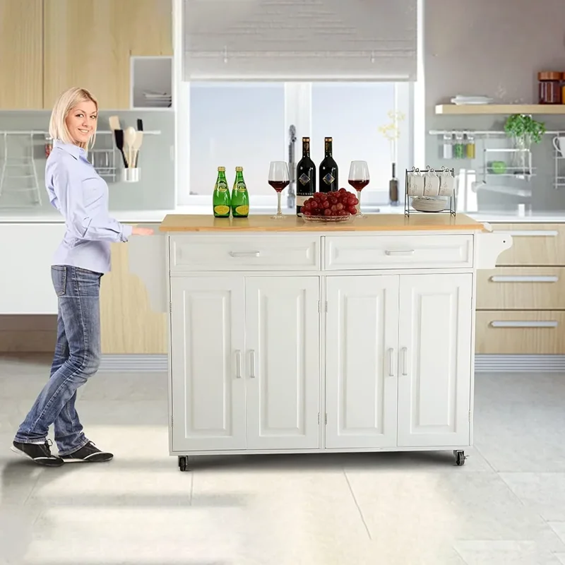 

Large Kitchen Island Storage Adjustable Shelf Inside Cabinet Kitchen Cart On Wheels 2 Large Drawers Complete Kitchens Furniture