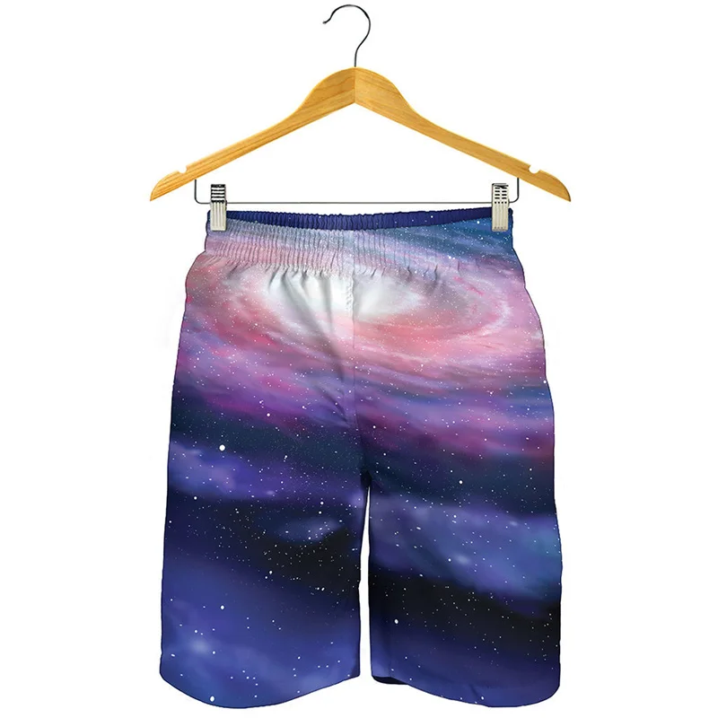 

Fashion 3D Printed Night Sky Beach Shorts For Men Galaxy Space Pattern Swimming Trunks Summer Street Loose Surf Board Shorts