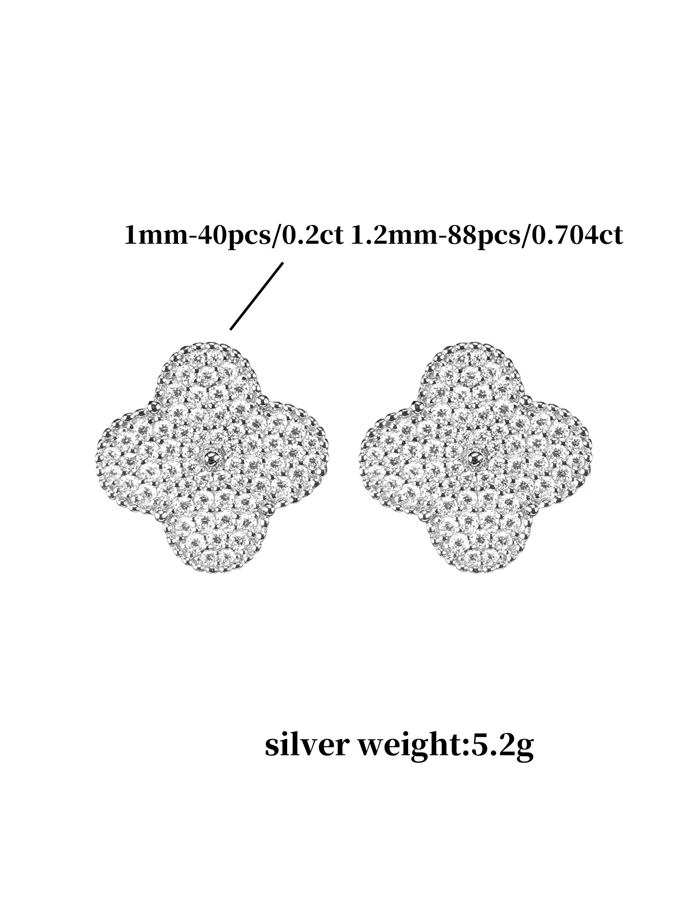 Full Moissanite Earrings Flower Earring Four-leaf Clover Clip Earring for Women 925 Sterling Silver Earring with Gra Certificate 5