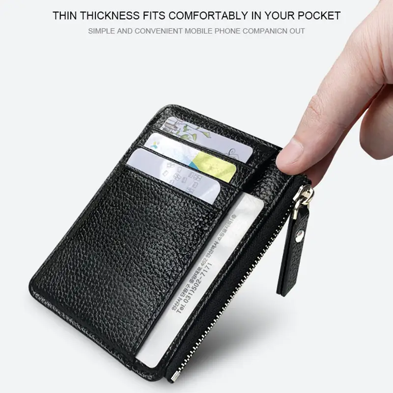 2024 New Soft Men Wallet Solid Color PU Zipper Card Holder Mini Short Coin Purse Wallets 1Pc Women Slim Card Case Business - Image 5
