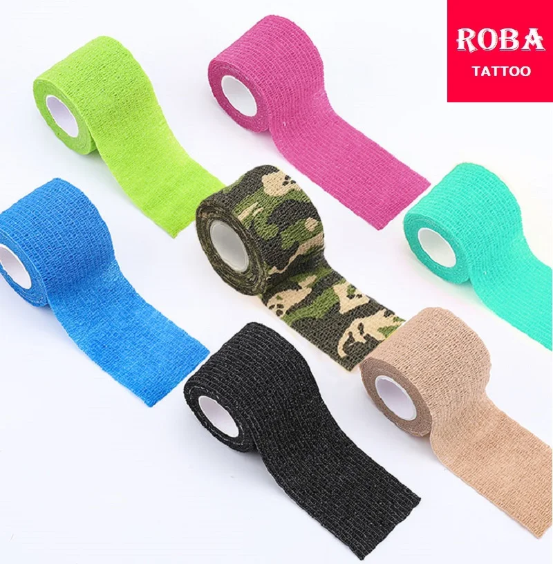 

10 Pieces Disposable Self Adhesive Elastic Bandage Finger Wrist Sports Knee Pad Support Fixing Bandage Tattoo Permanent Makeup