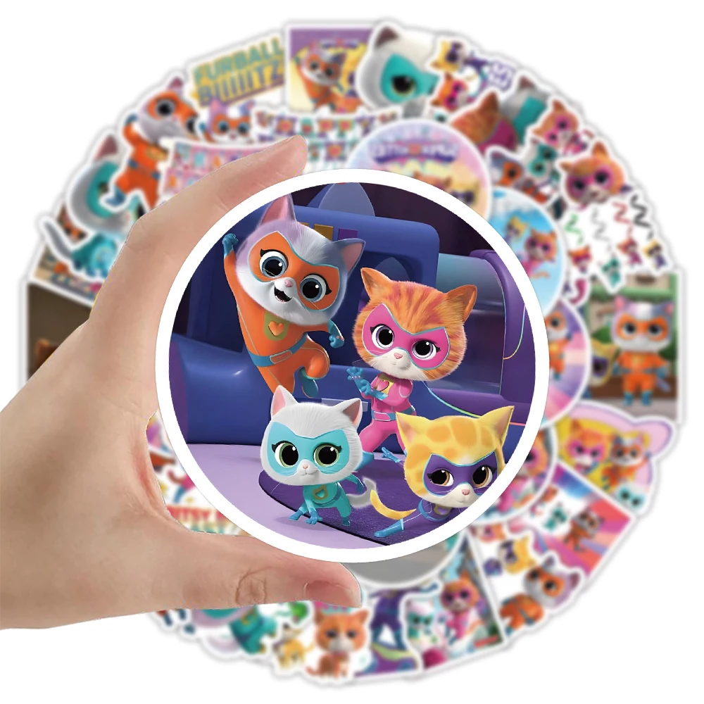 10/30/50pcs Anime Super Kitties adesivi per cartoni animati decalcomania per bambini giocattoli fai da te Laptop frigorifero bottiglia d'acqua carino adesivo in vinile all'ingrosso