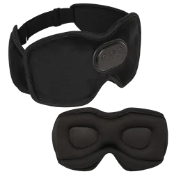 Bluetooth Sleep Mask with 3D Contoured Eye Cups and Built-in Speakers for Relaxation and Travel (3D Black)