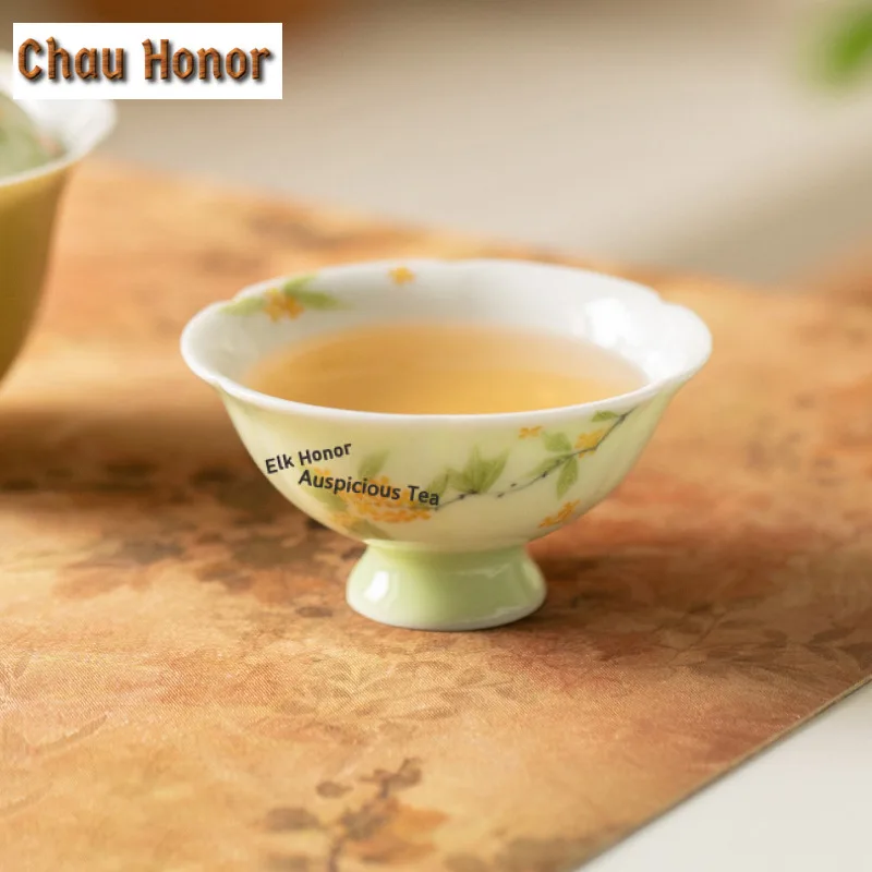 Hand-drawn Osmanthus Flowers Tea Set Complete Set Handmade Tea Ceremony Set Teapot And Tea Cup Set Teaset Accessories Ornaments