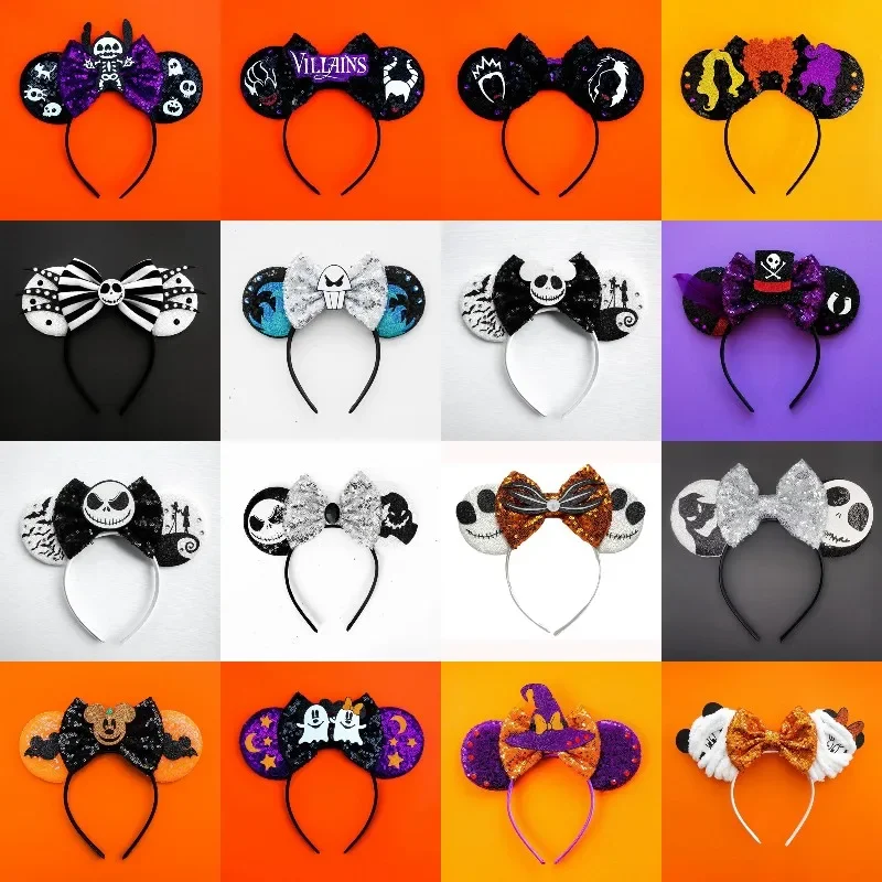 Disney Merry Christmas Hair Accessories for Girls Mickey Mouse Ears Headband Kids Xmas Hair Bands Women Candy Cane Headwear Gift