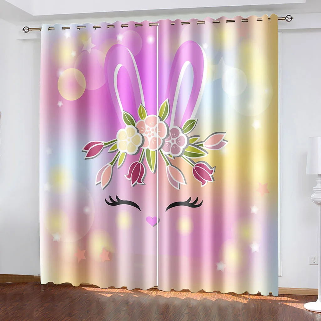 

Custom Rainbow Unicorn 2 Panels Thin Curtains for Girls Bedroom Set Window Curtains for Living Room Kitchen Decor Free Shipping