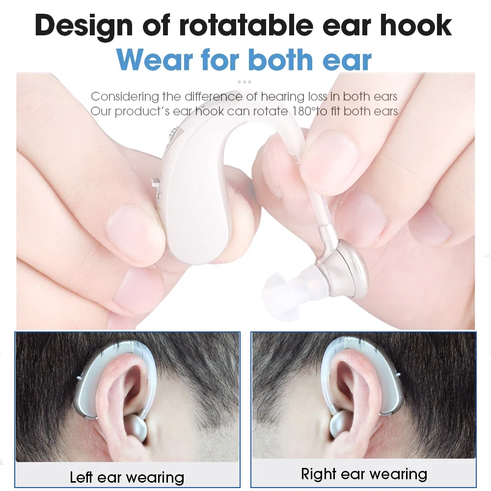 2025 Rechargeable Hearing Aid Adjustable Tone Sound Amplifier Portable Deaf Elderly digital BTE Hearing Aids hearing aid