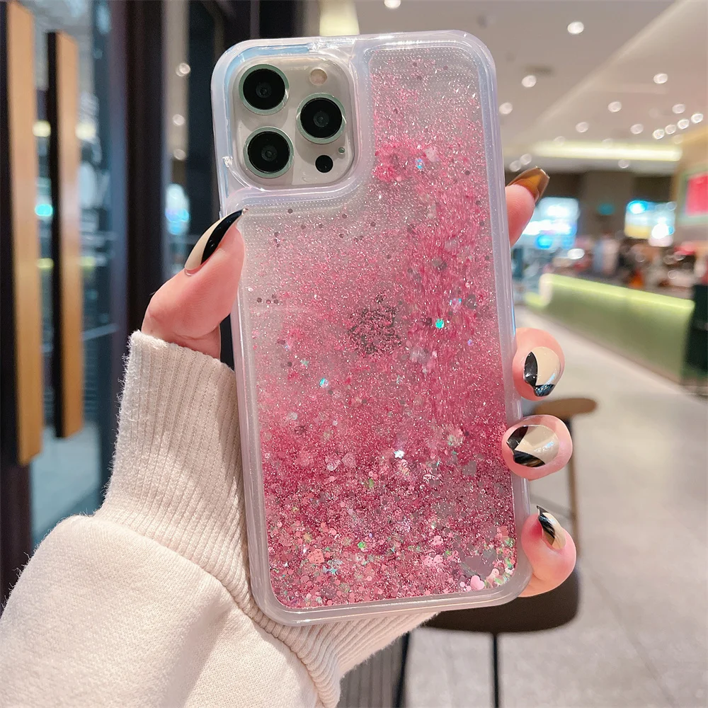 Luxury Love Heart Glitter Quicksand Clear Bumper Case