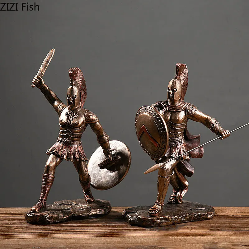 

Resin Ornament Roman Armor Statue Warrior Crafts Marksman Warrior Character Sculpture Decoration Portrait Decorative Figurines