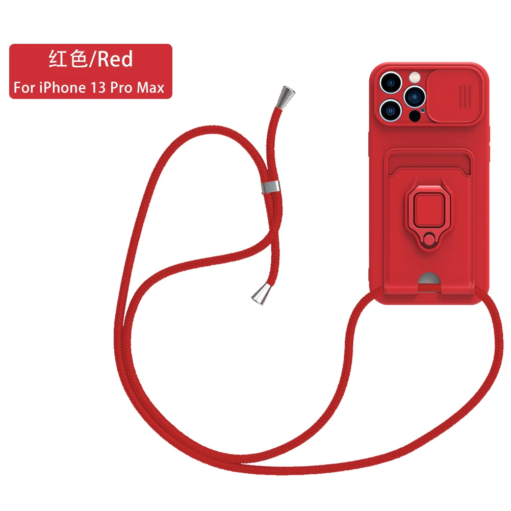 Magnetic Ring Holder Wallet Case with Lanyard Attachment