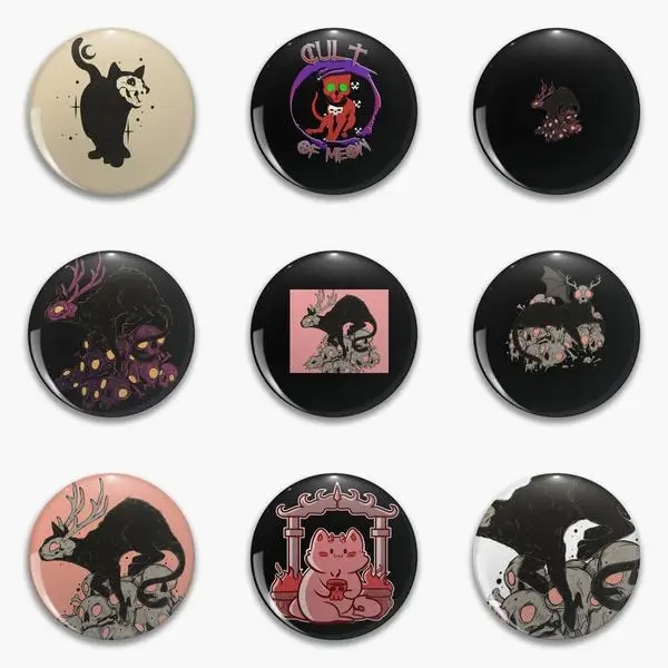

Kitty Demon Skull Black Halloween Soft Button Pin Women Hat Gift Funny Badge Fashion Lover Creative Cartoon Metal Cute Collar