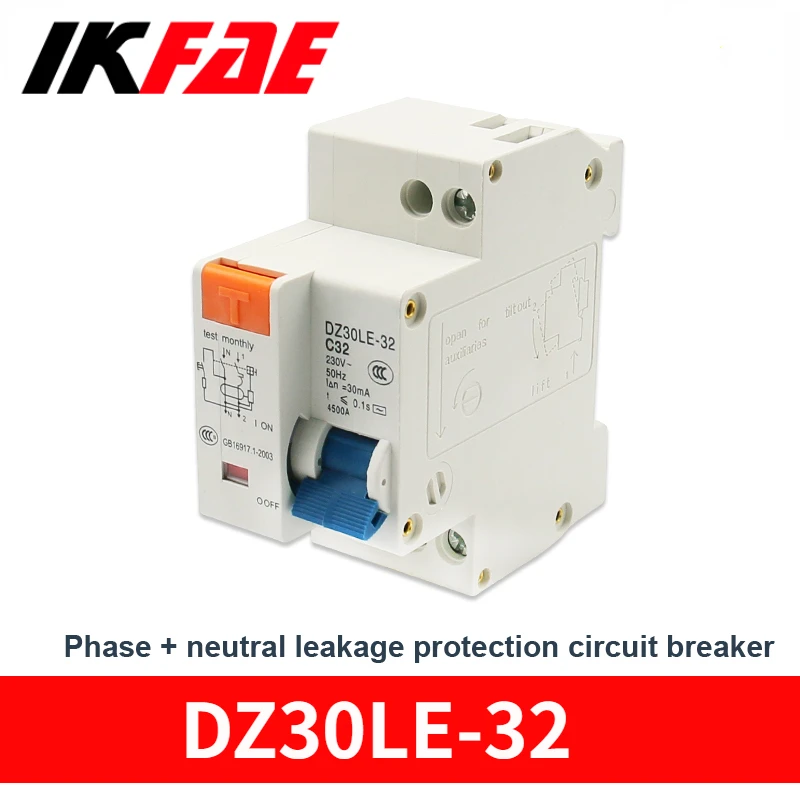 

Mini Circuit Breaker Mcb DZ30LE-32 Residual Current Breaker Operater Dc 12v Battery Reset Leakage Protection