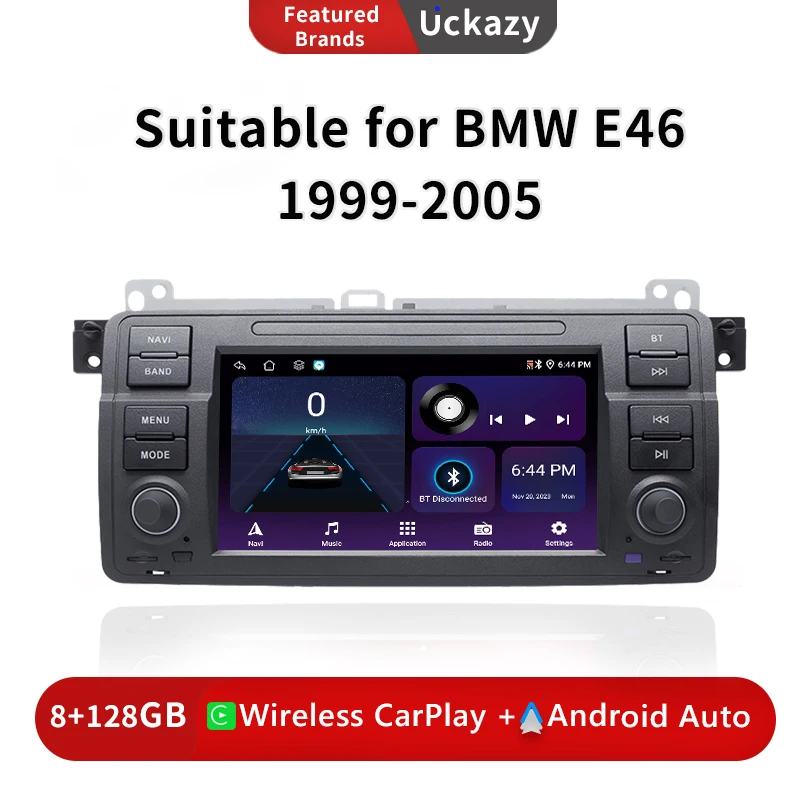Uckazy 1 Din Android 12 Car Multimedia Player For Bmw E46 M3 Rover 75 Coupe 318/320/325/330/335 Radio Gps Navigation Stereo Audio Head Unit