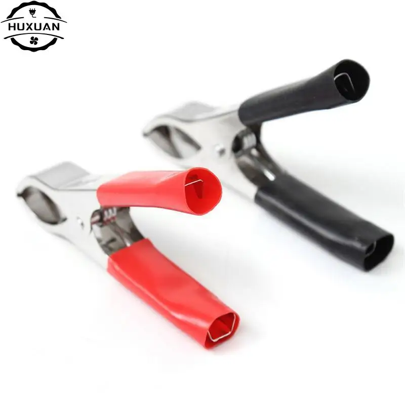 2pcs 30A Insulated Crocodile Clips 75mm Low Voltage Wire Lead Test Alligator Clamps