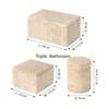 Decorative Travertine Storage Box for Jewelry Natural marble powder Bathroom Vanity Organizer Canister for Cotton Swabs 6