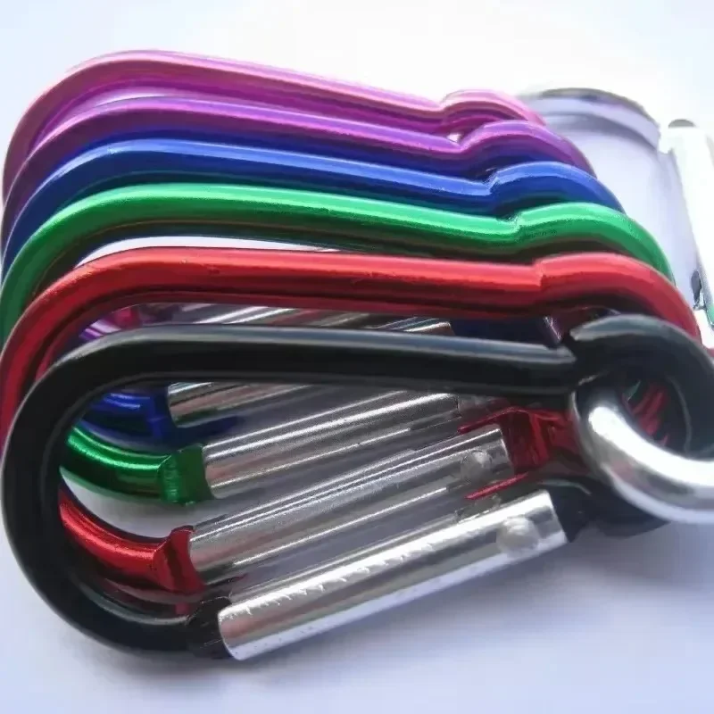 100 Pcs Multicolor Aluminum D-Shape Carabiner Spring Clips - Keychain Hooks