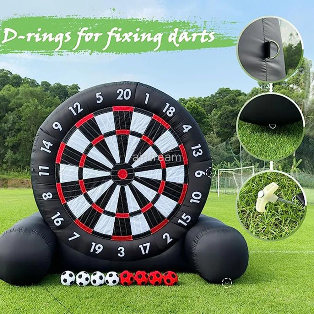 Commercial Outdoor Inflatable Soccer Darts Giant Soccer Darts with Soccer Ball Support Frame for Kick Dartboard Sport Game 4