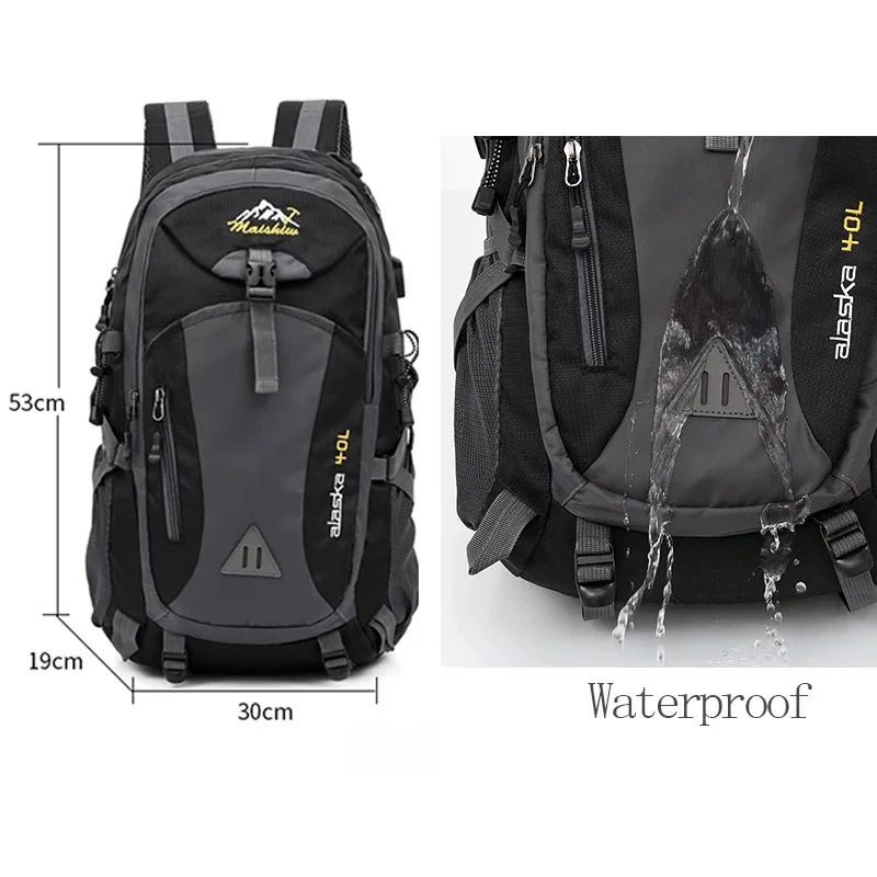 Men‘s sport outdoor equipment climbing hiking backpack Black 