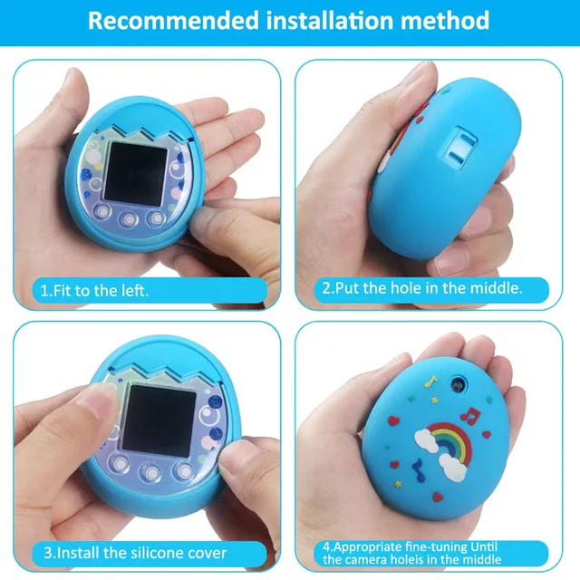 Travel Protection Bag Silicone Electronic Pet Machine Protector with Detachable Hand Rope Cartoon Pattern for Tamagotchi Pix 4