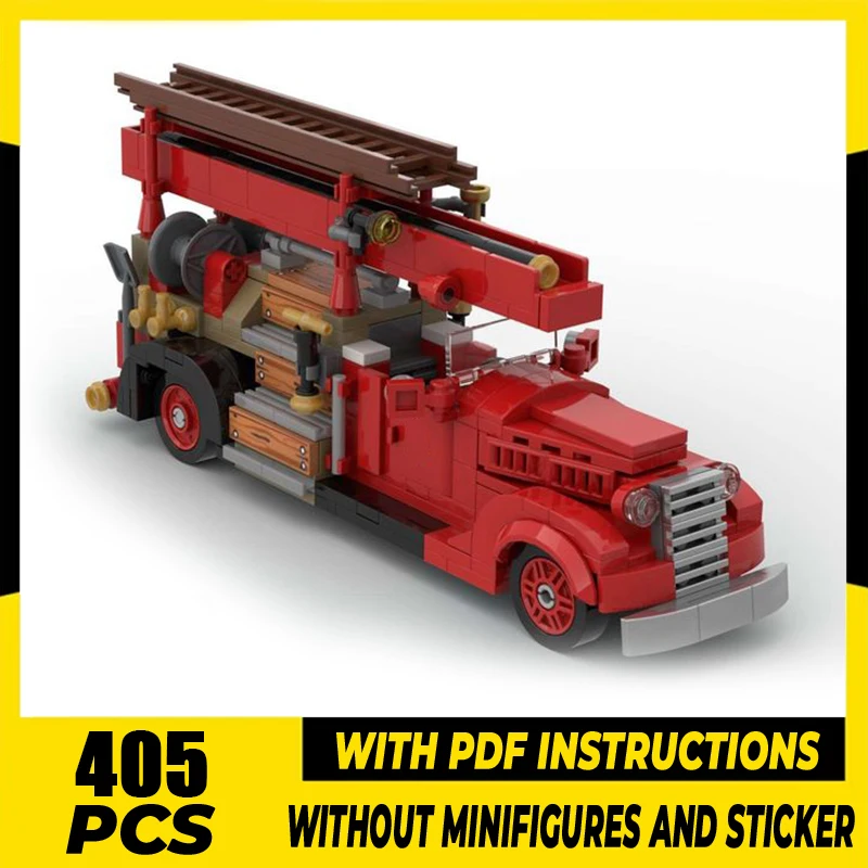 

Moc Building Block V8-85 Fire Truck Model Technology Brick DIY Assembly Honest Car Toy For Holiday Gift