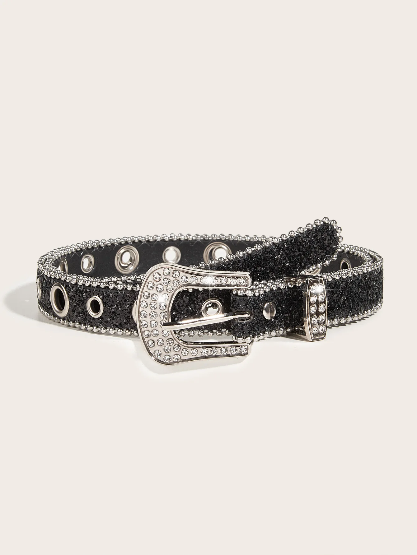 Rhinestone Western Cowgirl Belt - Y2K Sparkling PU Leather Accessory for Women