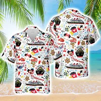 Miniso Disney Cruise Hawaiian Print Shirt Mens Women's Fashion Button Short Sleeve Shirt Disney Cruise Mickey Hawaiian Shirt Men 1