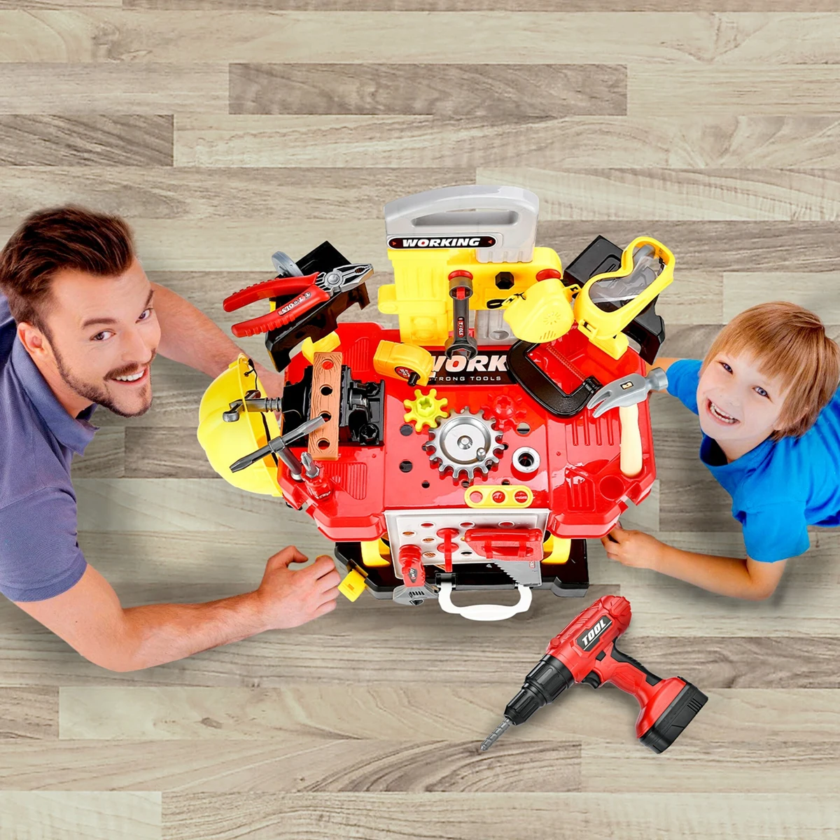 TOY CHOI'S Pretend Play Workbench Toy Tool Set 82 Pieces Construction Kit Outdoor Travel Preschool Gift for Kids Boys Girls 4 TOY CHOI'S Pretend Play Workbench Toy Tool Set 82 Pieces Construction Kit Outdoor Travel Preschool Gift for Kids Boys Girls 4