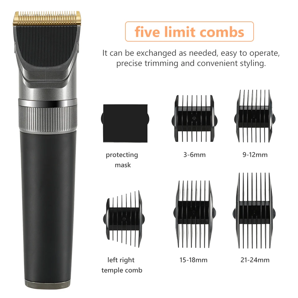 Full Body Washable Electric Hair Clipper Ceramic Professional Fine Adjustable Hair Trimmer Low Noise Hair Cutting Machine Razor images - 6