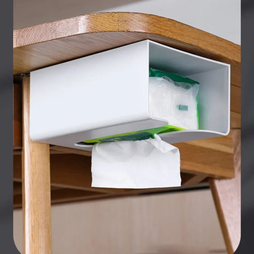 Tissue Box Tissue Dispenser Napkin Holder Perforation-free Wall Kitchen Toilet Car Living Room Desktop Waterproof