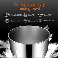 Универсальный миксер 3-в-1 с цельнометаллическими шестернями, чашей 7 л, блендером, мясорубкой машиной, крючком для теста, венчиком и венчиком — изображение 5