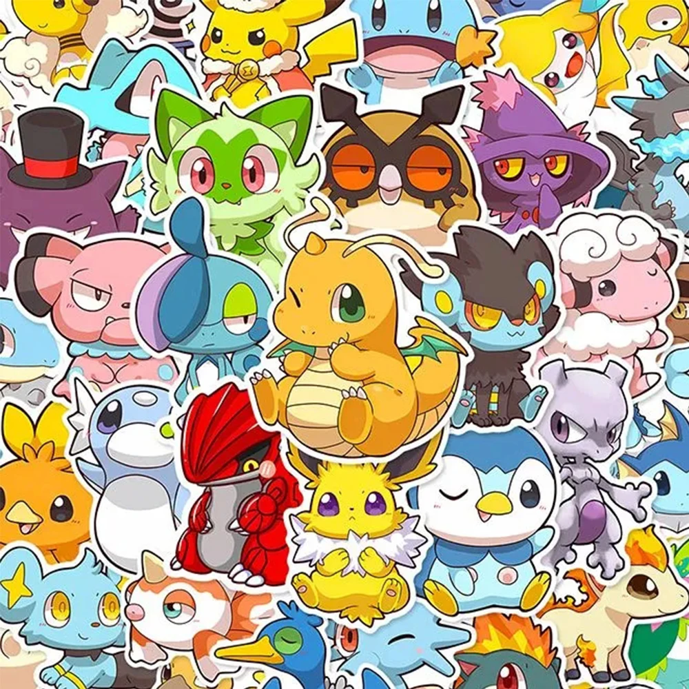 

10/30/50pcs Cute Anime Pokemon Stickers Waterproof Graffiti Car Phone Skateboard Pikachu Psyduck Bulbasaur Cartoon Decals Toys