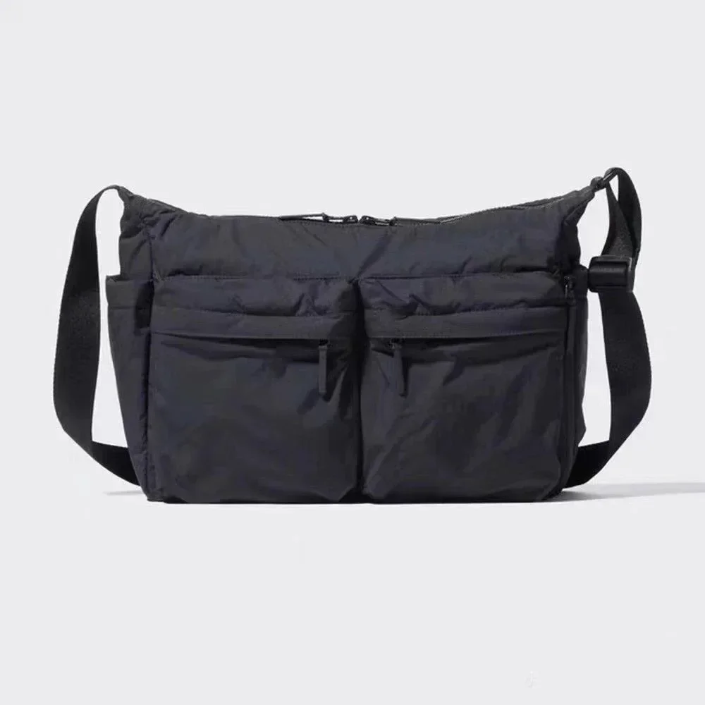 everyone nylon big shoulder bag (BLACK) Casual Nylon Shoulder Bag