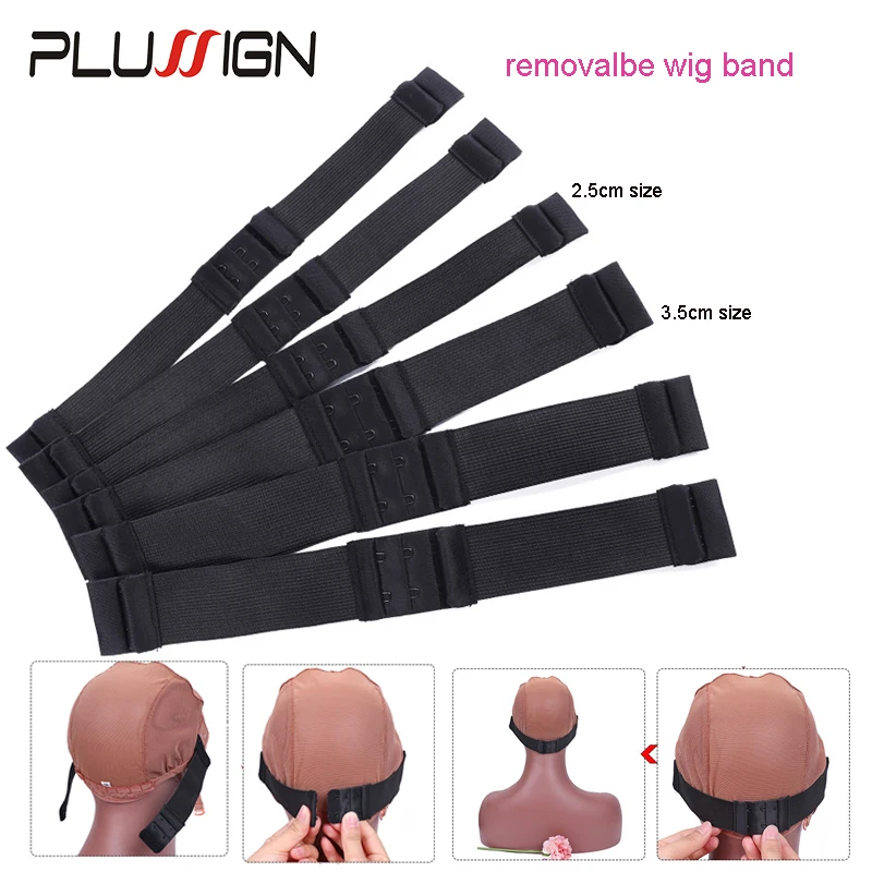 

Top Quality Removable Adjustable Elastic Bands With Hooks For Fixed Wigs Black Hair Band For Wigs Sewing 5Pcs Wig Edge Band