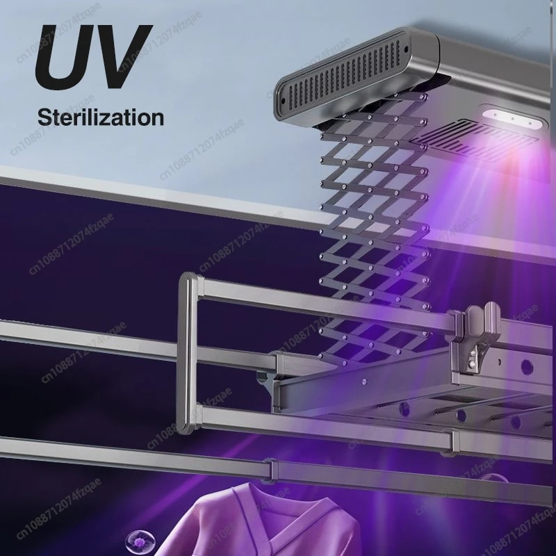 Home Balcony Electric Remote Control Lifting Clothes Drying Rack Aluminum Alloy Lighting Drying Foldable Clothes Drying Rack 5