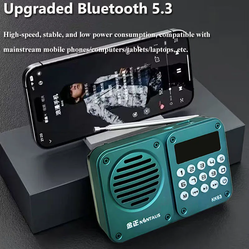 Mini Portable FM Radio LED Display Digital Radios Receiver with Backlight Button Wireless Bluetooth Speaker TF USB Music Player